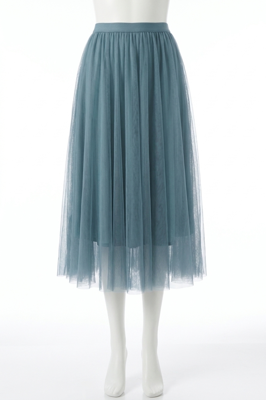 NEW BLUIVY tulle midi skirt in dark mint
